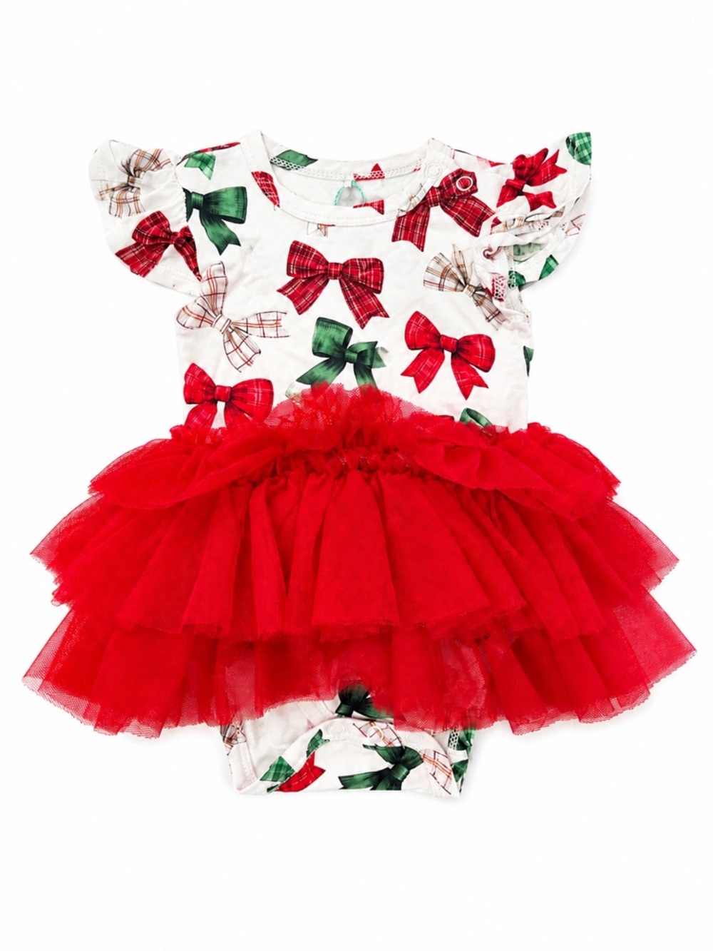 New - Posh Peanut Bamboo Christmas Bow Tutu Bodysuit Dress